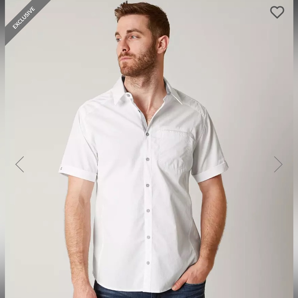 Buckle JB Holt White Cotton Short Sleeve Button Down XL - Picture 3 of 9